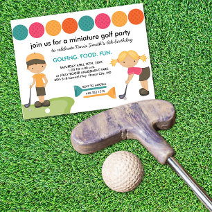 Miniature Golf Födelsedagsfest inbjudan för barn