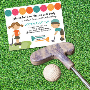 Miniature Golf Födelsedagsfest inbjudan för barn