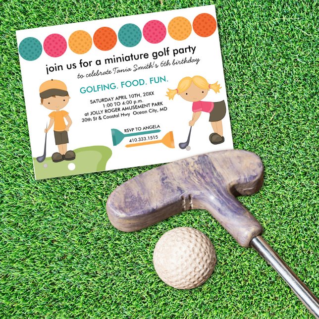 Miniature Golf Födelsedagsfest inbjudan för barn (Skapare uppladdad)