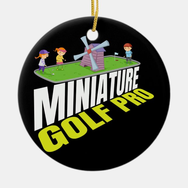 Miniature Golf Pro I GolfClub Golfer Golf Golfers Julgransprydnad Keramik (Framsidan)