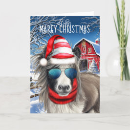 Miniature Horse Funny MAREy jul Helgkort