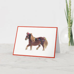Miniature Horse God jul Card Tack Kort