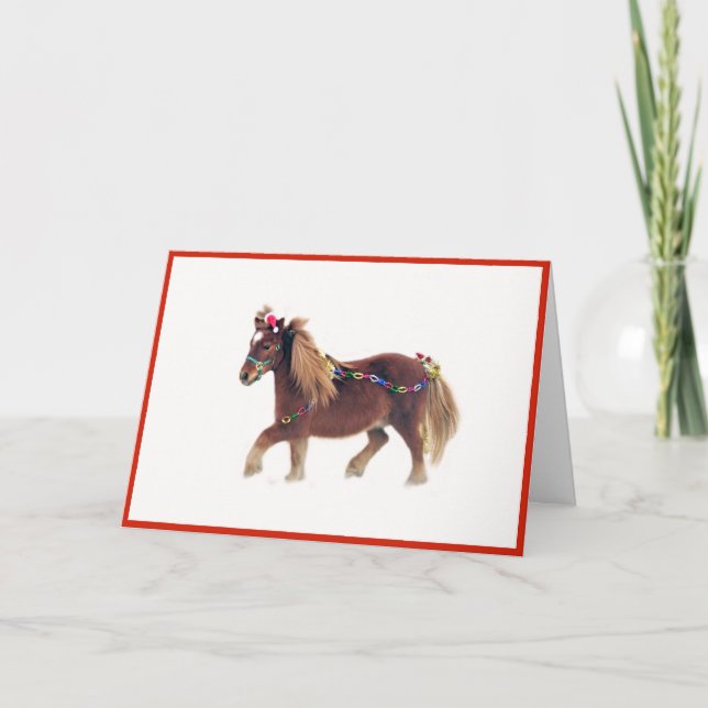 Miniature Horse God jul Card Tack Kort (Framsida)
