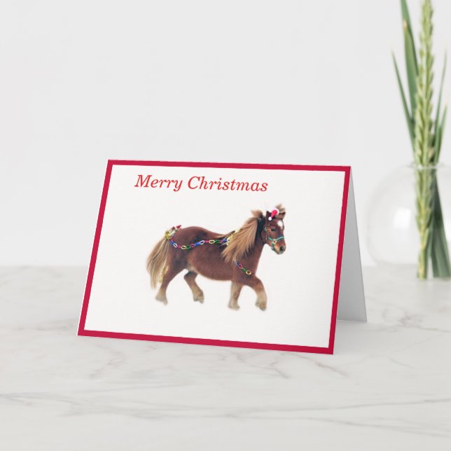 Miniature Horse God jul Card Tack Kort (Framsida)