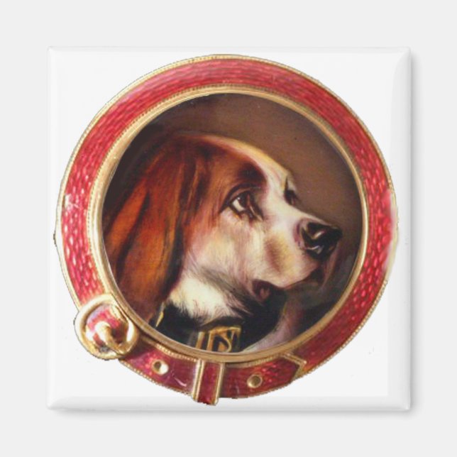 MINIATURE HUND PORTRÄTT Bloodhound Magnet (Framsidan)