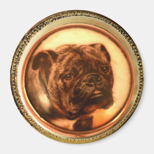 MINIATURE HUND PORTRÄTT Bulldog Magnet (Framsidan)