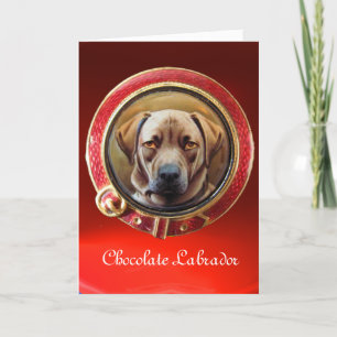 MINIATURE HUND PORTRÄTT Chocolate Labrador Helgkort