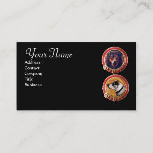 MINIATURE HUND PORTRÄTT MONOGRAM Veterinarian Visitkort