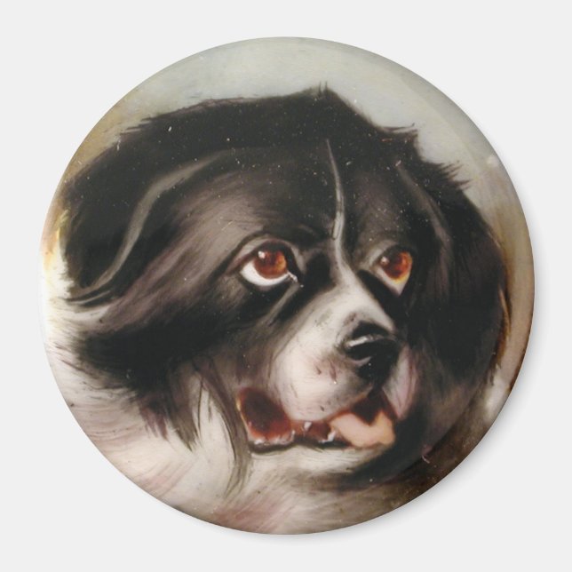 MINIATURE HUND PORTRÄTT Newfoundland Magnet (Framsidan)