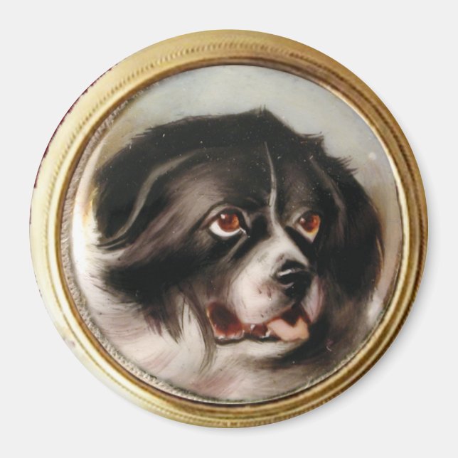 MINIATURE HUND PORTRÄTT Newfoundland Magnet (Framsidan)