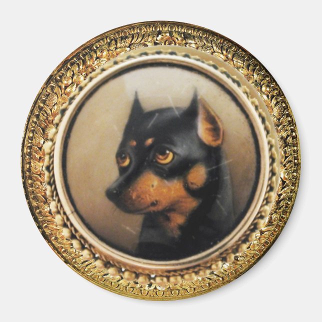 MINIATURE HUND PORTRÄTT Pincher Magnet (Framsidan)
