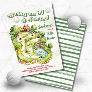 Miniature Mini Golf Birthday Par Inbjudningar