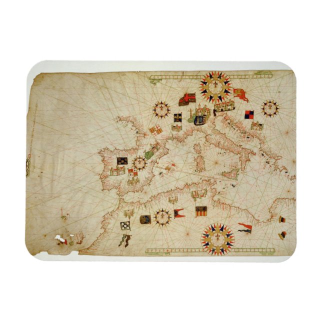 Miniature Nautical Karta i centrala Medelhavsområd Magnet (Horisontell)