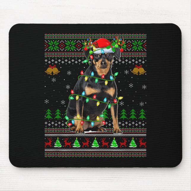 Miniature Nscher Dog Ugly Christmas Sweaters Holid Musmatta (Framsidan)