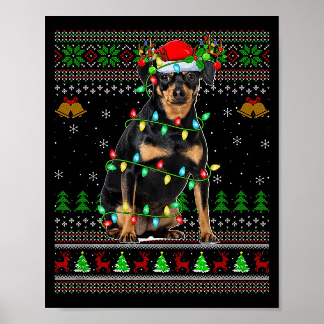 Miniature Nscher Dog Ugly Christmas Sweaters Holid Poster (Framsidan)