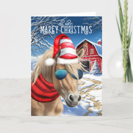 Miniature Palomino Horse Funny MAREy jul Helgkort