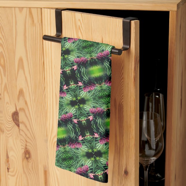 Miniature Pinecones Close Abstrakt Mönster Kökshandduk (Thirds Fold)