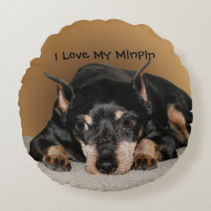 Miniature Pinscher alias Min Pin Kärlek Helgdag Rund Kudde