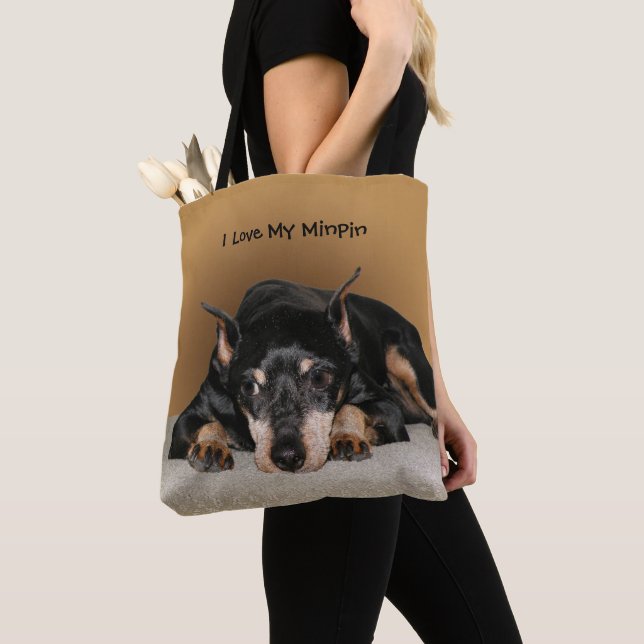 Miniature Pinscher alias Min Pin Kärlek Pet Namn Tygkasse (Närbild)