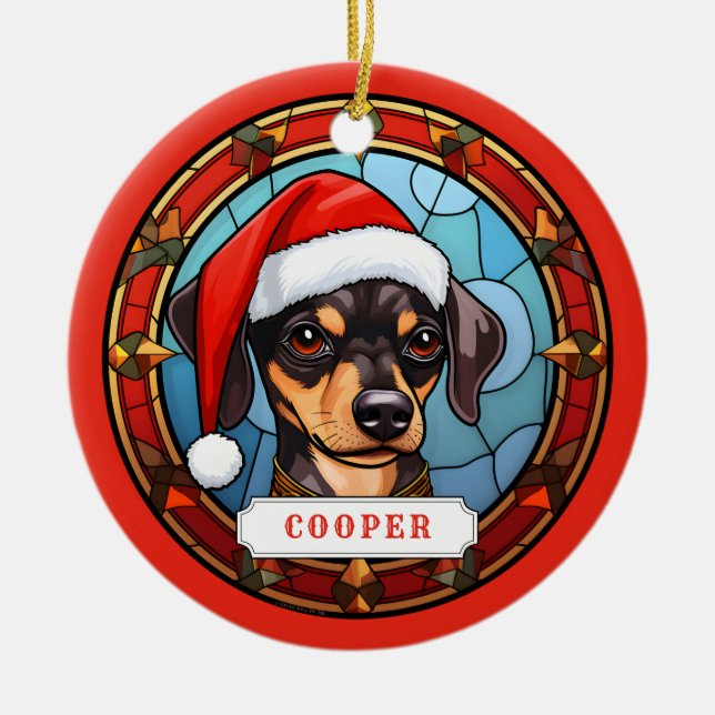 Miniature Pinscher Ceramic Circle Ornament (Framsidan)