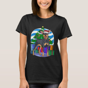 Miniature Pinscher Cute Santa Julgran Decor T Shirt