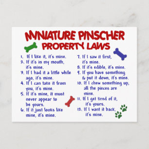 Miniature Pinscher Egendom Laws 2 Vykort