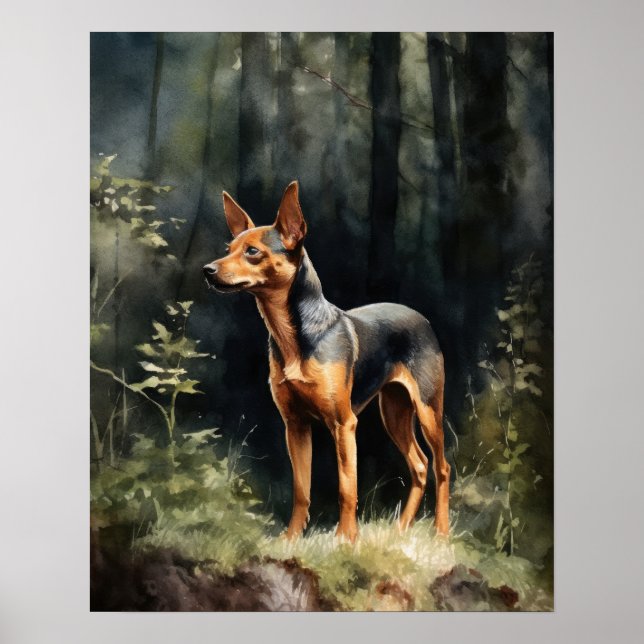 Miniature Pinscher Hund Art Print Poster (Framsidan)