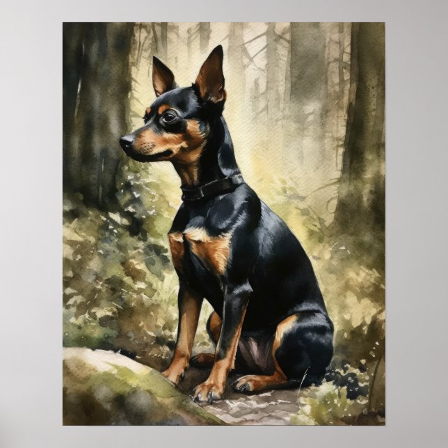 Miniature Pinscher Hund Art Print Poster (Framsidan)