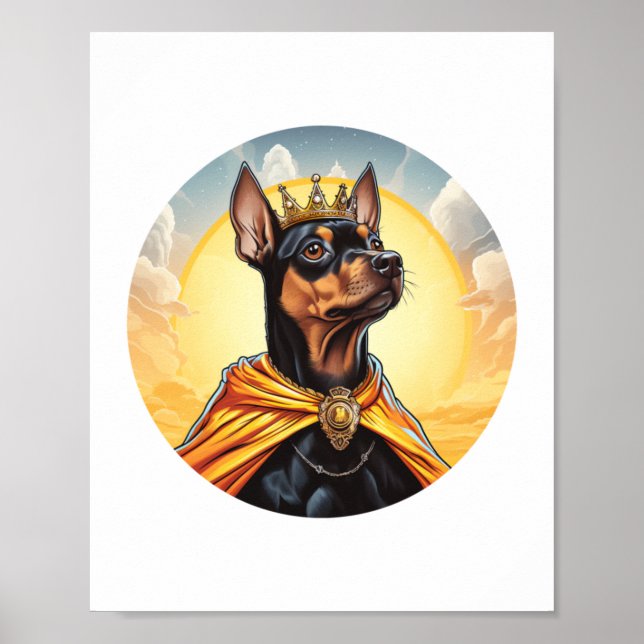 Miniature Pinscher Hund Kung Poster (Framsidan)