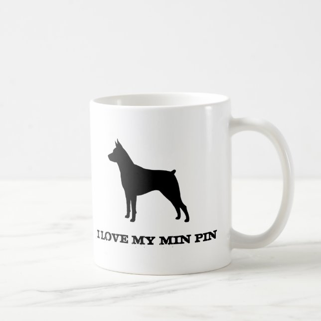 Miniature Pinscher Hund Silhouette MinPin-Anpassni Kaffemugg (Höger)