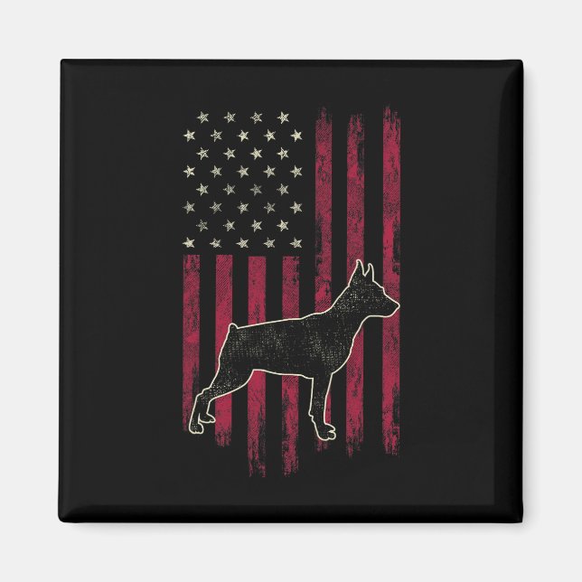 Miniature Pinscher Hundälskare Amerikansk Flagga 4 Magnet (Framsidan)
