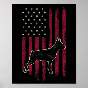 Miniature Pinscher Hundälskares American Flagga 4: Poster