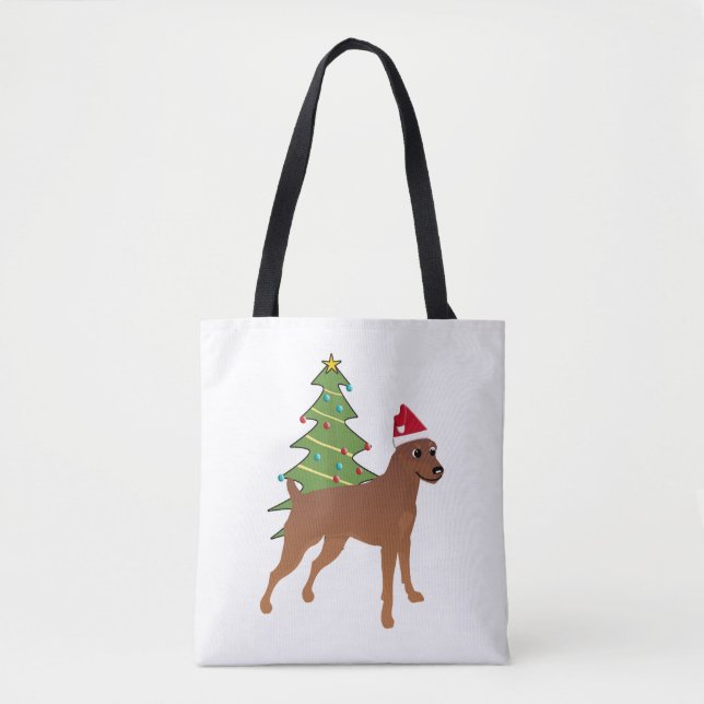 Miniature Pinscher in Santa Hat (Docked) Tygkasse (Framsida)