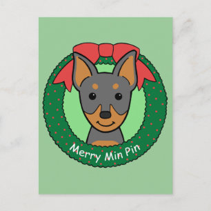 Miniature Pinscher jul Helg Vykort