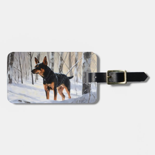 Miniature Pinscher Låt det snöa jul Bagagebricka (Horisontell Framsida)