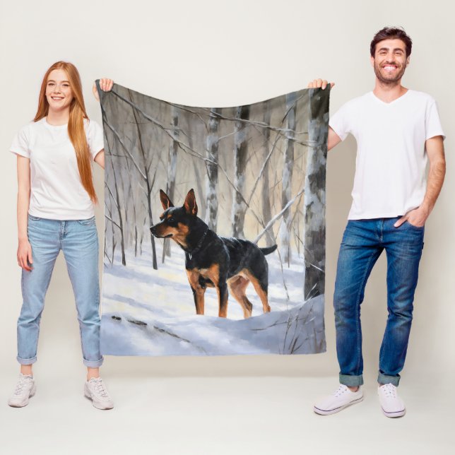 Miniature Pinscher Låt det snöa jul Fleecefilt (På plats)