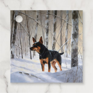 Miniature Pinscher Låt Det Snöa Jul Gåvor Etiketter
