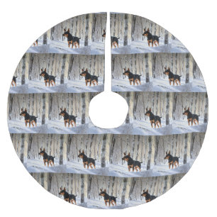 Miniature Pinscher Låt Det Snöa Jul Julgransmatta Borstad Polyester