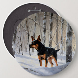 Miniature Pinscher Låt Det Snöa Jul Knapp