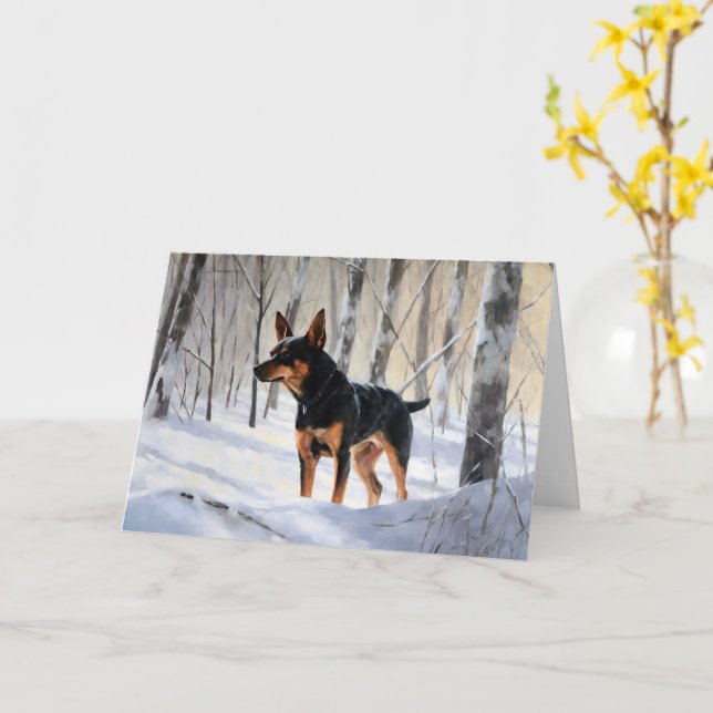 Miniature Pinscher Låt det snöa jul Kort (Gul blomma)