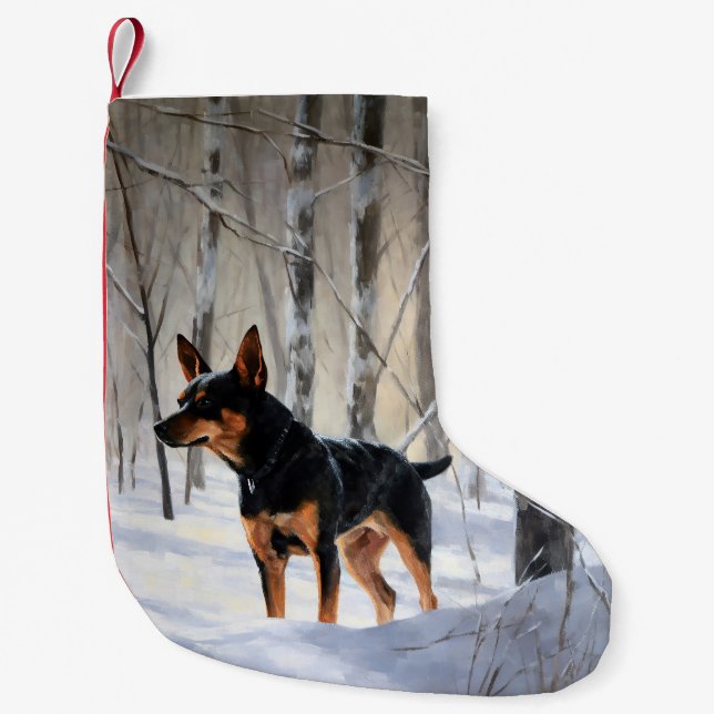 Miniature Pinscher Låt det snöa jul Liten Julstrumpa (Framsidan)