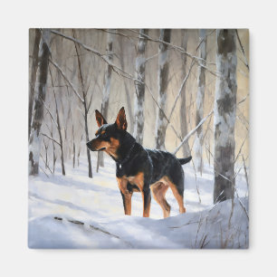 Miniature Pinscher Låt Det Snöa Jul Magnet