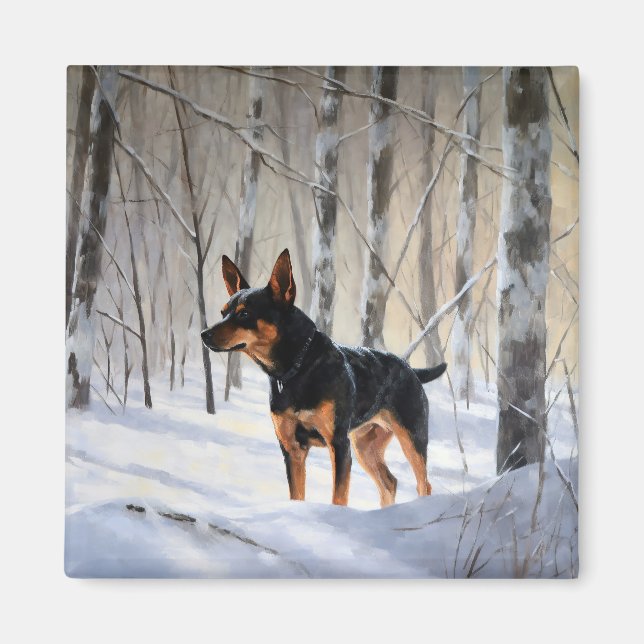 Miniature Pinscher Låt det snöa jul Magnet (Framsidan)