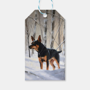 Miniature Pinscher Låt det snöa Jul Presentetikett