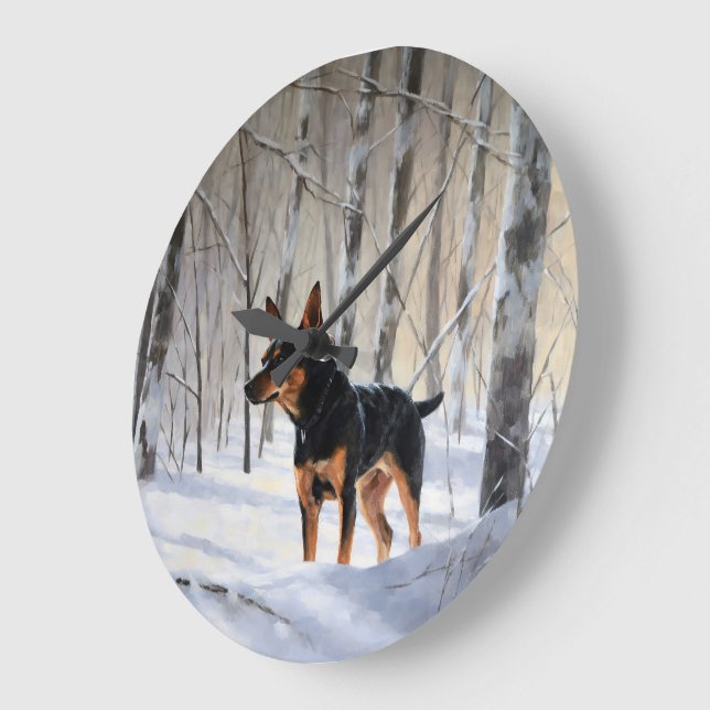Miniature Pinscher Låt det snöa jul Stor Klocka (Vinkel)