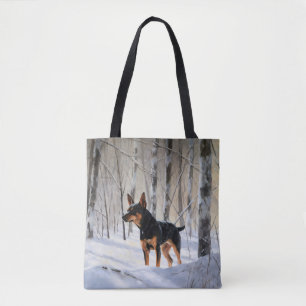 Miniature Pinscher Låt Det Snöa Jul Tygkasse