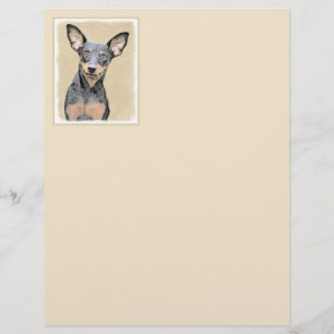 Miniature Pinscher-målning Söt Original Hundkonst