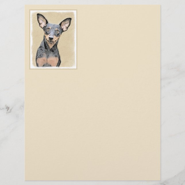 Miniature Pinscher-målning Söt Original Hundkonst (Framsida)