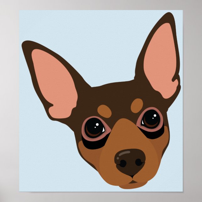 Miniature Pinscher Min Pin Hund Porträtt Poster (Framsidan)