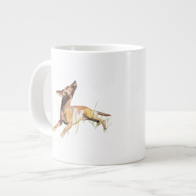 Miniature Pinscher Mugg, Hundmamma Kaffe Jumbo Mugg (Framsida vänster)
